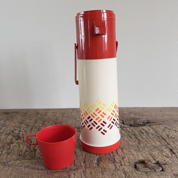 Vintage Aladdin Thermos PUMP-A-DRINK Hot or Cold Dispenser 1 QT Retro 70s - Picture 1 of 14